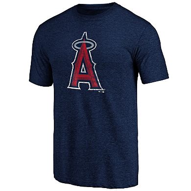 Men's Profile Navy Los Angeles Angels Big & Tall Distressed Logo T-Shirt