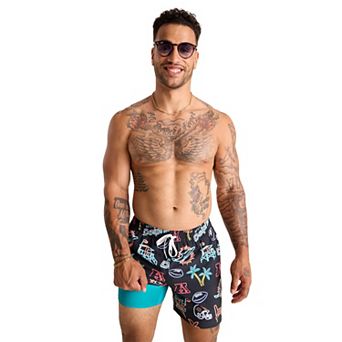 Men's Chubbies Black Miami Dolphins The Neon 5.5" Classic Lined Swim Trunks