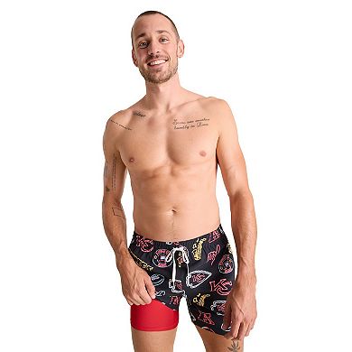 "Men's Chubbies Black Kansas City Chiefs The Neon 5.5"" Classic Lined Swim Trunks"