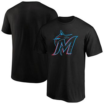 Men's Profile Black Miami Marlins Big & Tall Distressed Logo T-Shirt