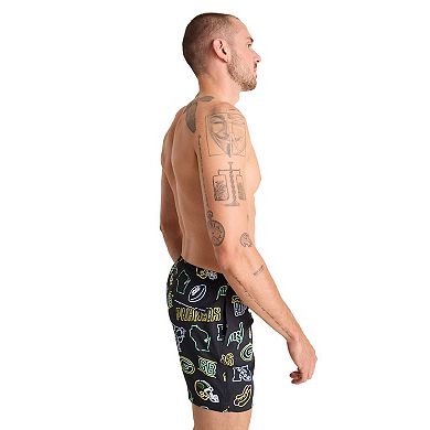 "Men's Chubbies Black Green Bay Packers The Neon 5.5"" Classic Lined Swim Trunks"