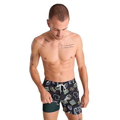 "Men's Chubbies Black Green Bay Packers The Neon 5.5"" Classic Lined Swim Trunks"