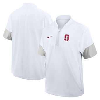 Men's Nike White Stanford Cardinal 2025 Sideline Short Sleeve Quarter-Zip Coach Jacket