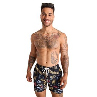 Men's Chubbies Black Pittsburgh Steelers The Neon 5.5" Classic Lined Swim Trunks
