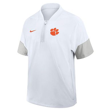 Men's Nike White Clemson Tigers 2025 Sideline Coaches Lightweight Short Sleeve Jacket
