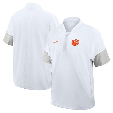 Men's Nike White Clemson Tigers 2025 Sideline Coaches Lightweight Short Sleeve Jacket