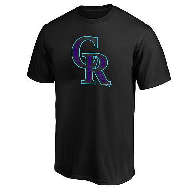 Men's Profile Black Colorado Rockies Big & Tall Distressed Logo T-Shirt