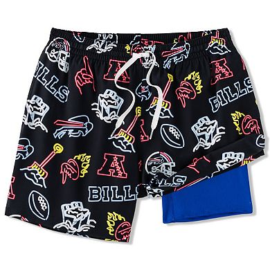 "Men's Chubbies Black Buffalo Bills The Neon 5.5"" Classic Lined Swim Trunks"