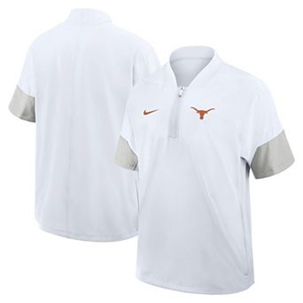 Men's Nike White Texas Longhorns 2025 Sideline Short Sleeve Quarter-Zip Coach Jacket
