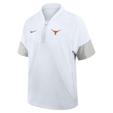 Men's Nike White Texas Longhorns 2025 Sideline Coaches Lightweight Short Sleeve Jacket