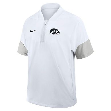 Men's Nike White Iowa Hawkeyes 2025 Sideline Coaches Lightweight Short Sleeve Jacket