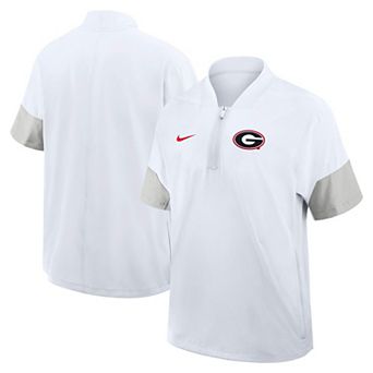 Men's Nike White Georgia Bulldogs 2025 Sideline Short Sleeve Quarter-Zip Coach Jacket