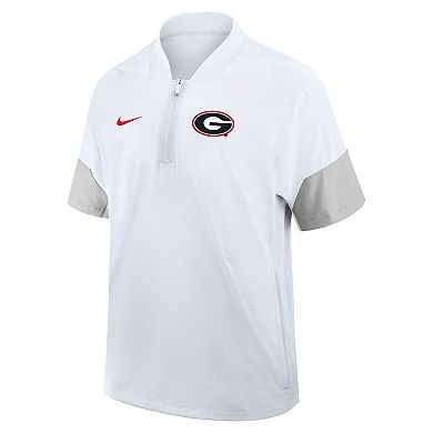 Men's Nike White Georgia Bulldogs 2025 Sideline Coaches Lightweight Short Sleeve Jacket