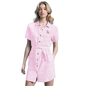 Women's Margaritaville Pink Los Angeles Dodgers Palm Linen Dress