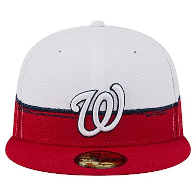 Men's New Era Red/White Washington Nationals Paint Stroke 59FIFTY Fitted Hat