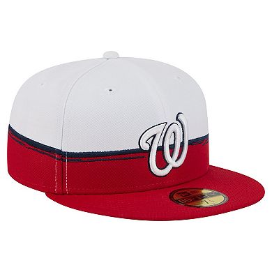 Men's New Era Red/White Washington Nationals Paint Stroke 59FIFTY Fitted Hat