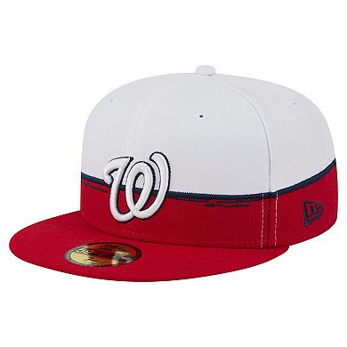 Men's New Era Red/White Washington Nationals Paint Stroke 59FIFTY Fitted Hat