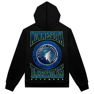 Men's Authmade Black Minnesota Timberwolves Vintage Metal Premium Heavyweight Pullover Hoodie