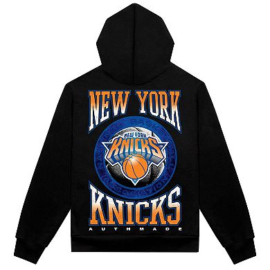 Men's Authmade Black New York Knicks Vintage Metal Premium Heavyweight Pullover Hoodie