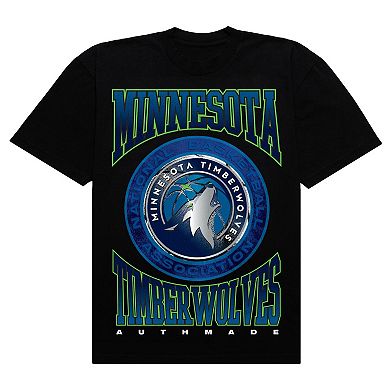 Men's Authmade Black Minnesota Timberwolves Vintage Metal Premium Heavyweight T-Shirt