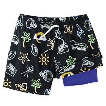 Men's Chubbies Black Los Angeles Rams The Neon 5.5" Classic Lined Swim Trunks