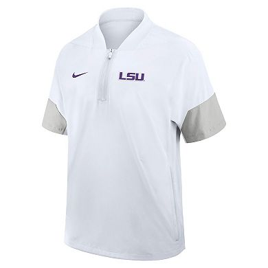 Men's Nike White LSU Tigers 2025 Sideline Coaches Lightweight Short Sleeve Jacket