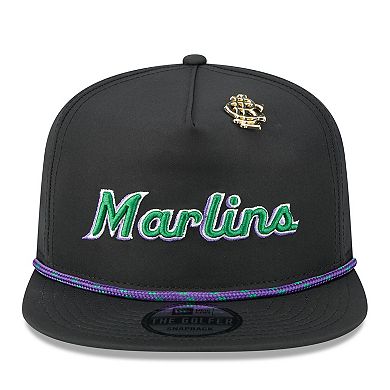Men's New Era Black Miami Marlins 2025 Big League Chew Golfer Snapback Hat