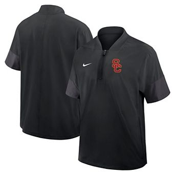 Men's Nike Black USC Trojans 2025 Sideline Short Sleeve Quarter-Zip Coach Jacket