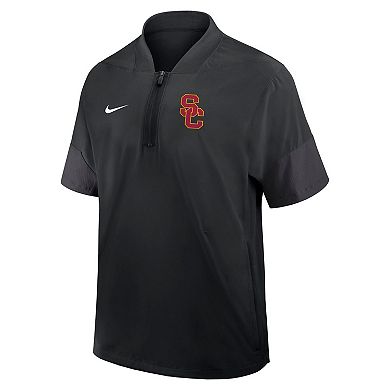 Men's Nike Black USC Trojans 2025 Sideline Coaches Lightweight Short Sleeve Jacket