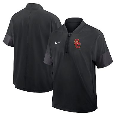 Men's Nike Black USC Trojans 2025 Sideline Coaches Lightweight Short Sleeve Jacket