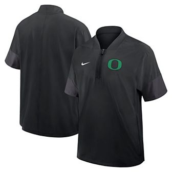 Men's Nike Black Oregon Ducks 2025 Sideline Short Sleeve Quarter-Zip Coach Jacket