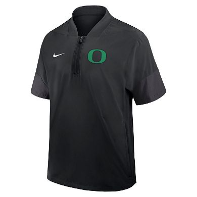 Men's Nike Black Oregon Ducks 2025 Sideline Coaches Lightweight Short Sleeve Jacket