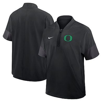 Men's Nike Black Oregon Ducks 2025 Sideline Coaches Lightweight Short Sleeve Jacket