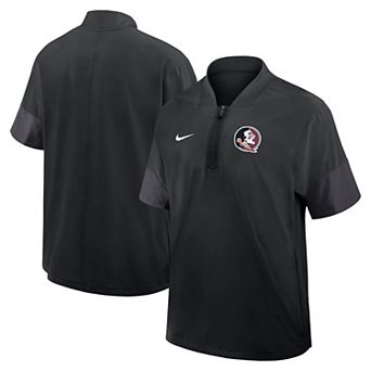 Men's Nike Black Florida State Seminoles 2025 Sideline Short Sleeve Quarter-Zip Coach Jacket