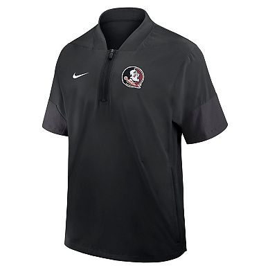 Men's Nike Black Florida State Seminoles 2025 Sideline Coaches Lightweight Short Sleeve Jacket