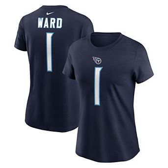 Women's Nike Cam Ward Navy Tennessee Titans 2025 NFL Draft First Round Pick Name & Number T-Shirt