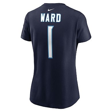 Women's Nike Cam Ward Navy Tennessee Titans 2025 NFL Draft First Round Pick Name & Number T-Shirt