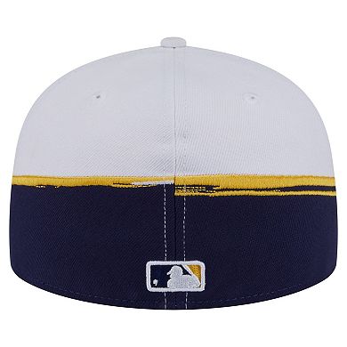 Men's New Era Navy/White Milwaukee Brewers Paint Stroke 59FIFTY Fitted Hat