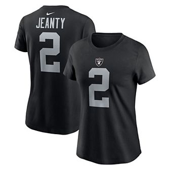 Women's Nike Ashton Jeanty Black Las Vegas Raiders 2025 NFL Draft First Round Pick Name & Number T-Shirt