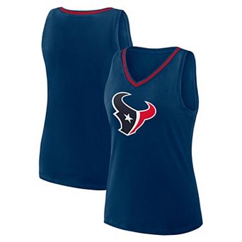 Women's Navy Houston Texans Stellar Win V-Neck Tank Top