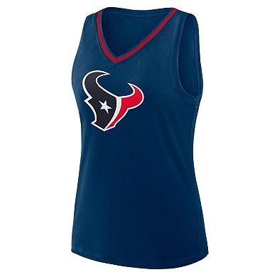 Women's Navy Houston Texans Stellar Win V-Neck Tank Top