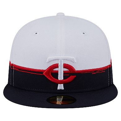 Men's New Era Navy/White Minnesota Twins Paint Stroke 59FIFTY Fitted Hat