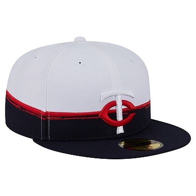 Men's New Era Navy/White Minnesota Twins Paint Stroke 59FIFTY Fitted Hat