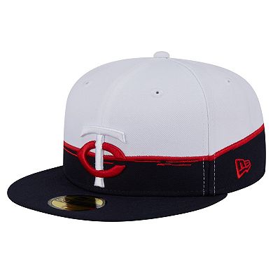 Men's New Era Navy/White Minnesota Twins Paint Stroke 59FIFTY Fitted Hat