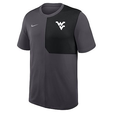 Men's Nike Anthracite West Virginia Mountaineers 2025 Sideline UV Performance Coach T-Shirt