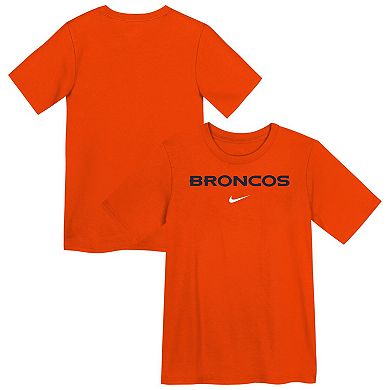 Preschool Nike Orange Denver Broncos Wordmark T-Shirt