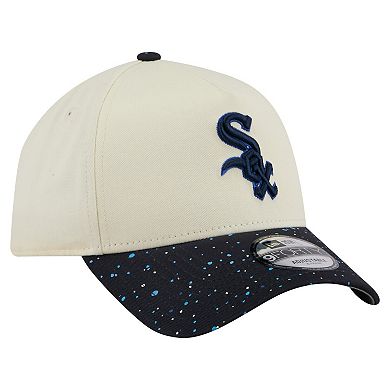 Men's New Era Cream Chicago White Sox Speckle A-Frame 9FORTY Adjustable Hat