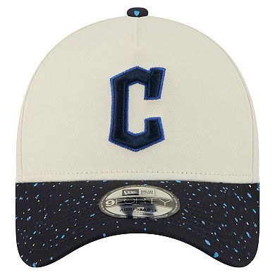 Men's New Era Cream Cleveland Guardians Speckle A-Frame 9FORTY Adjustable Hat