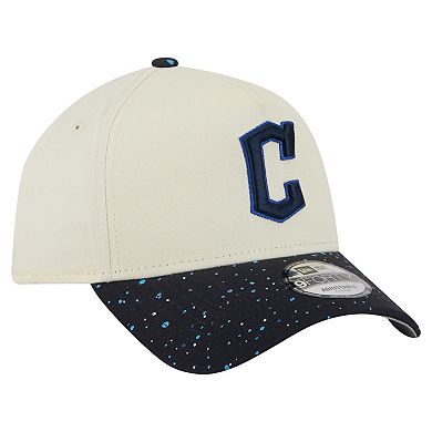 Men's New Era Cream Cleveland Guardians Speckle A-Frame 9FORTY Adjustable Hat