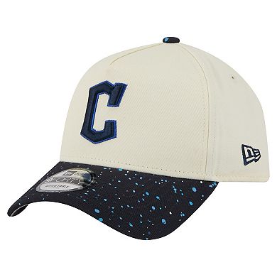 Men's New Era Cream Cleveland Guardians Speckle A-Frame 9FORTY Adjustable Hat